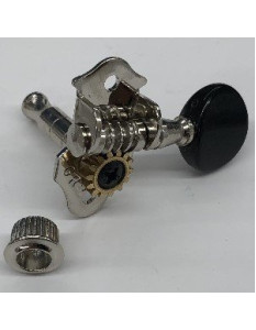 Ibanez 2MM0033SL-CHB Grover open gear Machinehead left with black button, 25mm length pole - chrome