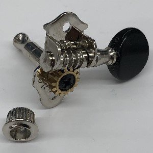 Ibanez 2MM0033SL-CHB Grover open gear Machinehead left with black button, 25mm length pole - chrome