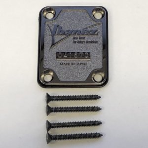 Ibanez 2NJ002-CK Neck Joint Plate - Cosmo Black with cushion plate and screws for RG550 / RG570 / RG565