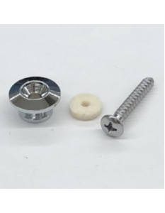 Ibanez 2YSBTSTD16CHW Strap Button Set Chrome White Felt Washer, Screw 4x30mm, For Acoustic Guitar