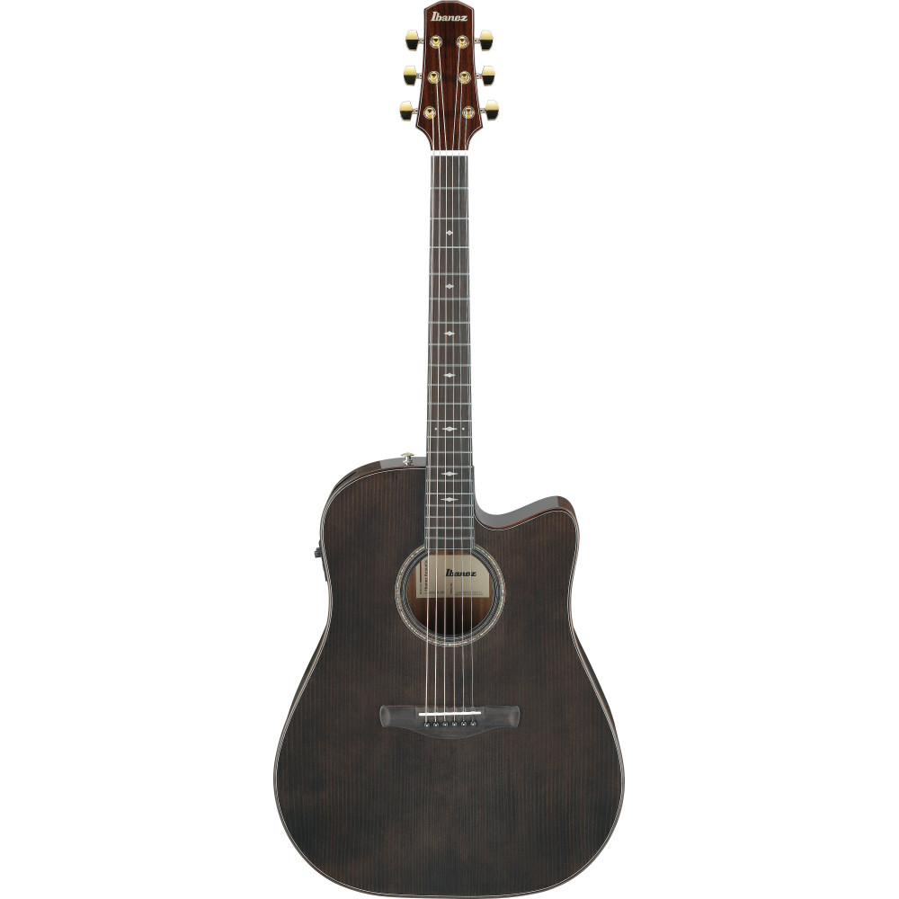Ibanez AAD361CE-TKR Advanced Acoustic AAD Acoustic Guitar 6-String - Transparent Black High Gloss Top, Bourbon Burst Back & Side