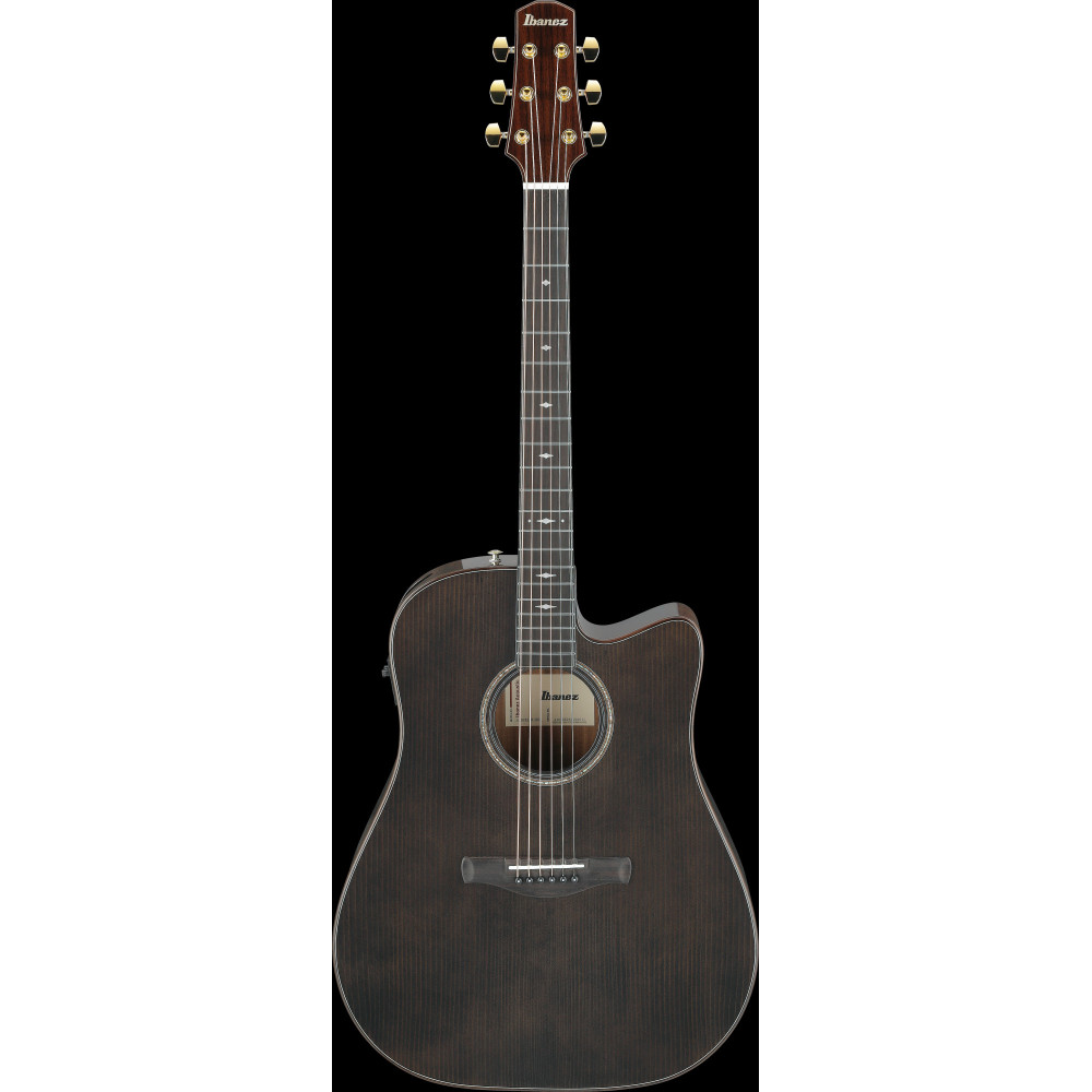 Ibanez AAD361CE-TKR Advanced Acoustic AAD Acoustic Guitar 6-String - Transparent Black High Gloss Top, Bourbon Burst Back & Side