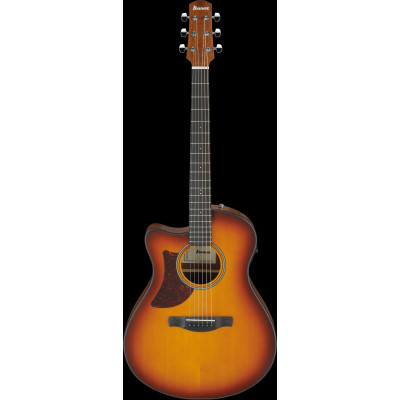 Ibanez AAM50LCE-OLB Advanced Acoustic AAM Acoustic Guitar 6-String Lefty - Open Pore Light Brown Sunburst Top, Natural O
