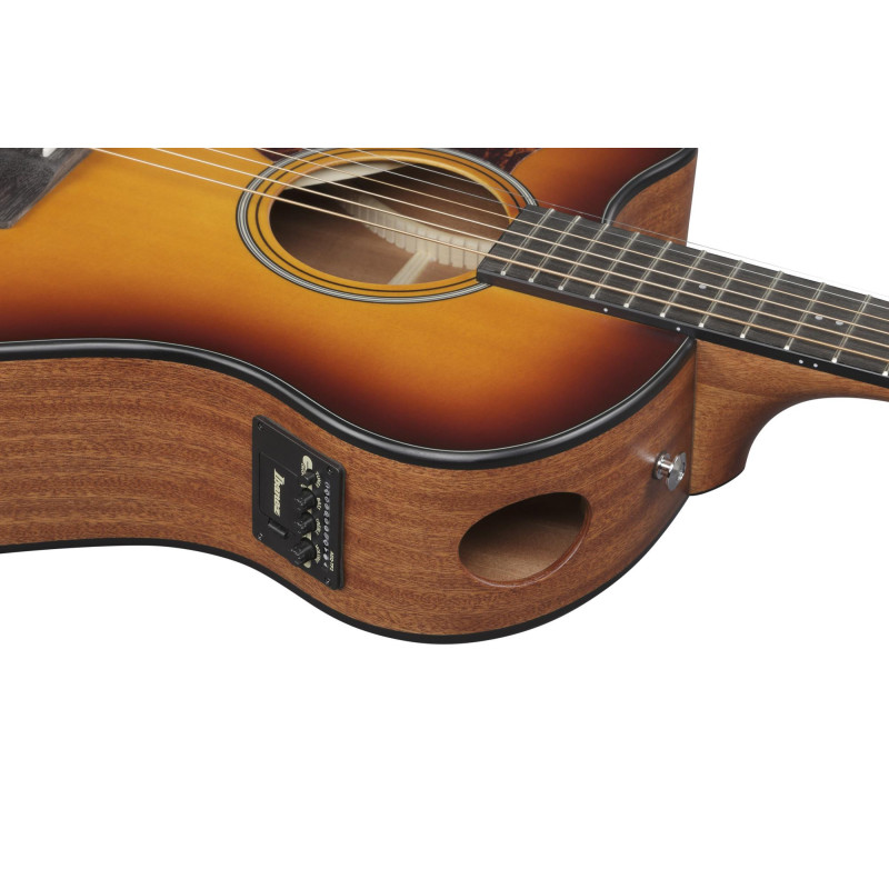 Ibanez AAM50LCE-OLB Advanced Acoustic AAM Acoustic Guitar 6-String Lefty - Open Pore Light Brown Sunburst Top, Natural O