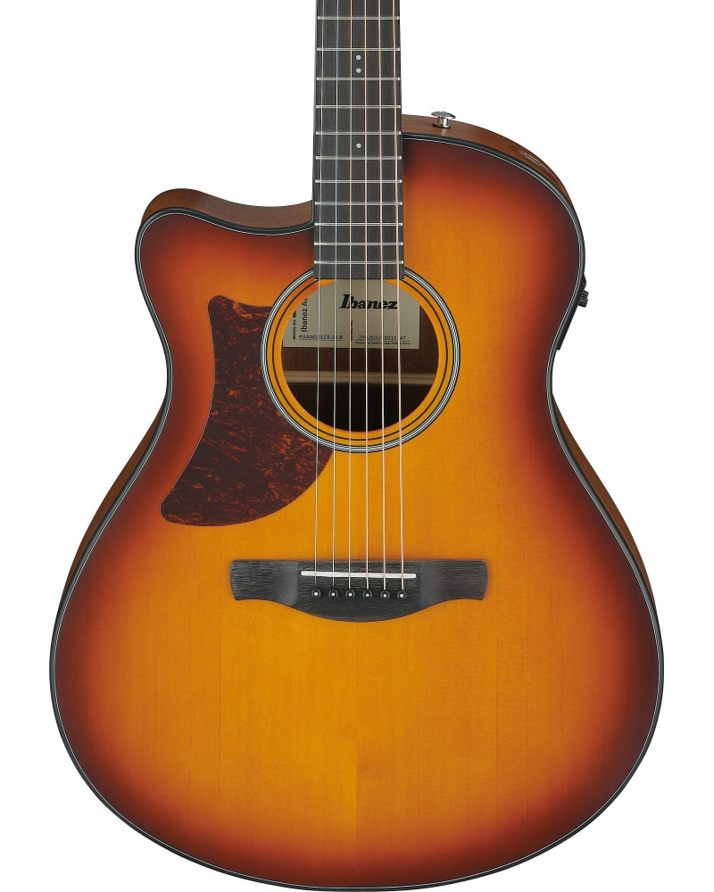 Ibanez AAM50LCE-OLB Advanced Acoustic AAM Acoustic Guitar 6-String Lefty - Open Pore Light Brown Sunburst Top, Natural O