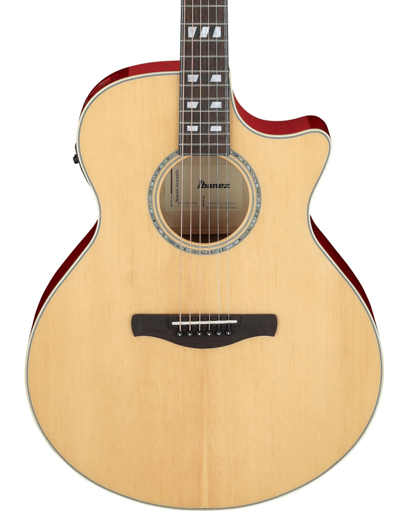 Ibanez AE170-NTR AE Acoustic Guitar 6-String - Natural High Gloss Top, Transparent Red High Gloss Back & Sides