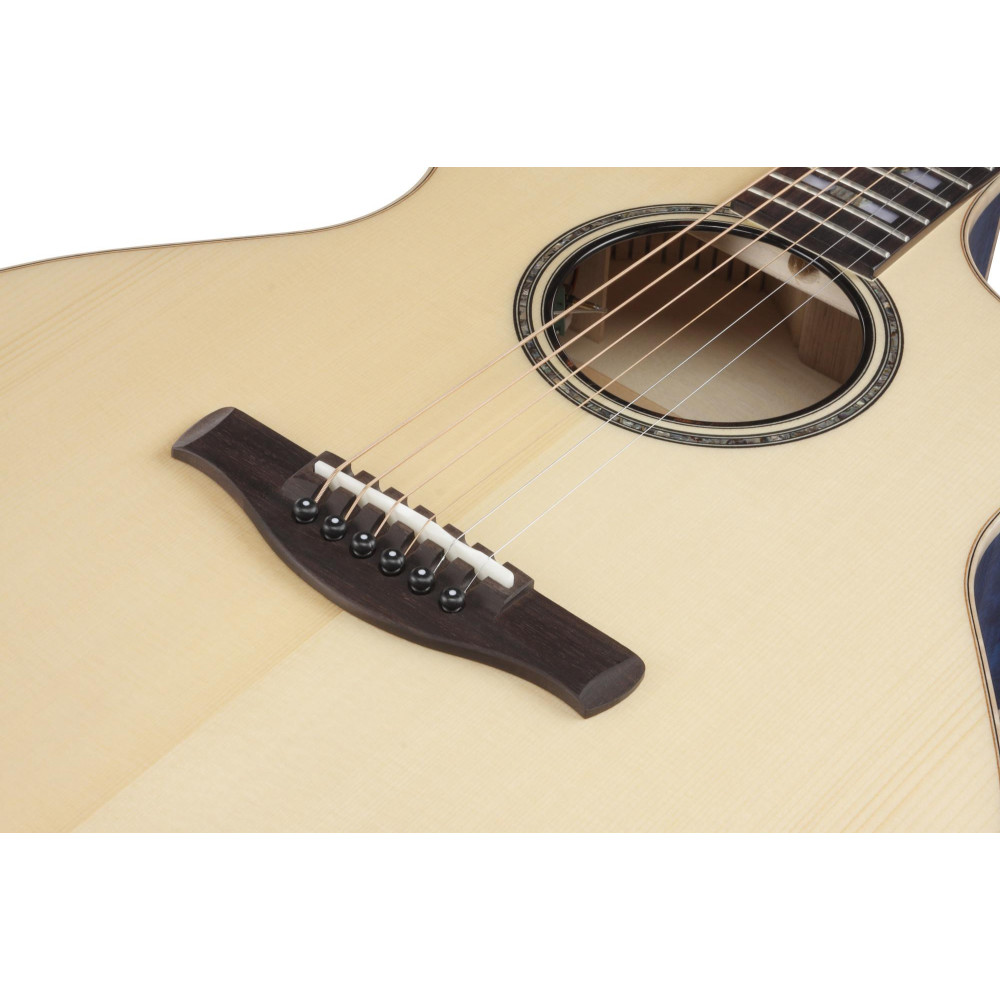 Ibanez AE390-NTA AE Acoustic Guitar 6-String - Natural High Gloss Top, Aqua Blue High Gloss Back & Sides