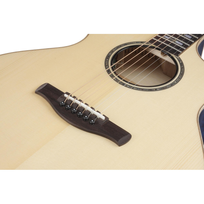 Ibanez AE390-NTA AE Acoustic Guitar 6-String - Natural High Gloss Top, Aqua Blue High Gloss Back & Sides