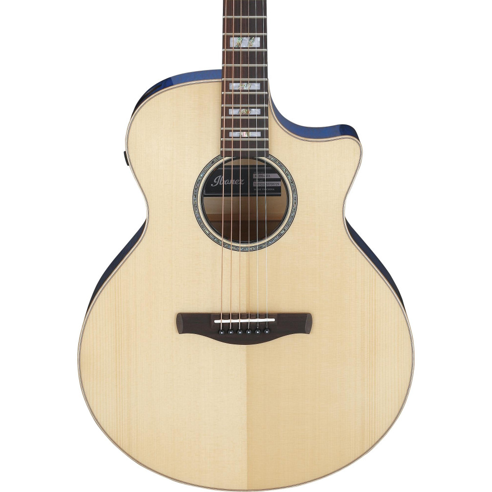 Ibanez AE390-NTA AE Acoustic Guitar 6-String - Natural High Gloss Top, Aqua Blue High Gloss Back & Sides