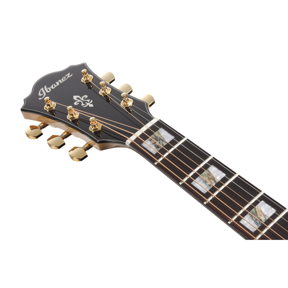 Ibanez AE390-NTA AE Acoustic Guitar 6-String - Natural High Gloss Top, Aqua Blue High Gloss Back & Sides