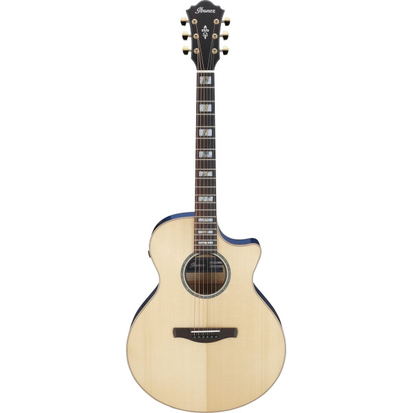 Ibanez AE390-NTA AE Acoustic Guitar 6-String - Natural High Gloss Top, Aqua Blue High Gloss Back & Sides
