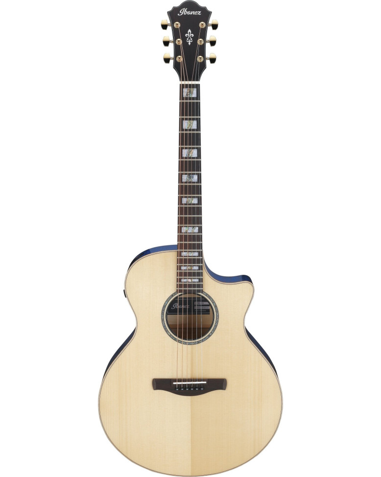 Ibanez AE390-NTA AE Acoustic Guitar 6-String - Natural High Gloss Top, Aqua Blue High Gloss Back & Sides