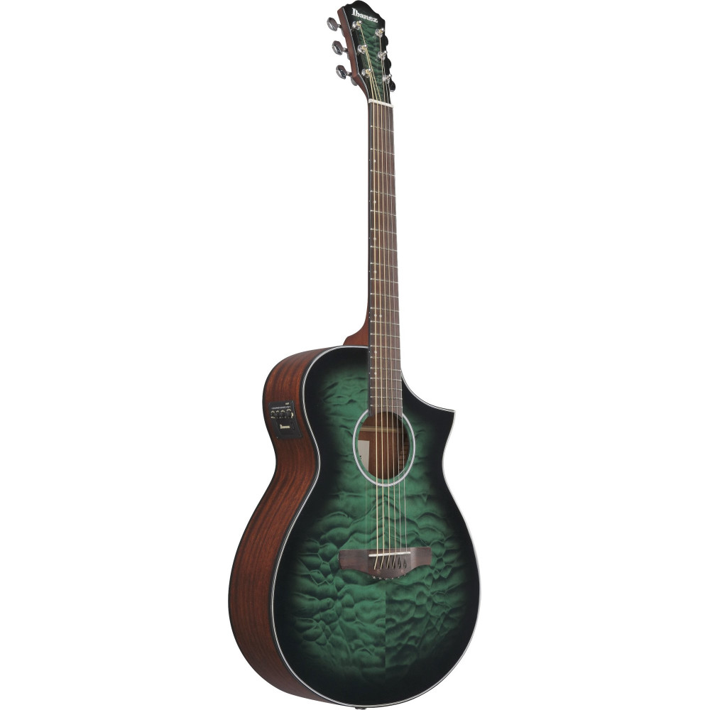 Ibanez AEWC16QA-TEH AEWC Acoustic Guitar 6-String - Transparent Emerlad Burst Top & Natural High Gloss Back & Side