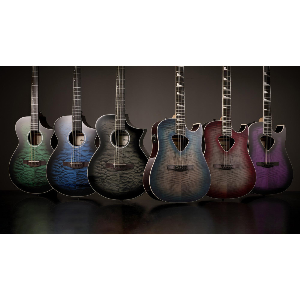 Ibanez AEWC16QA-TEH AEWC Acoustic Guitar 6-String - Transparent Emerlad Burst Top & Natural High Gloss Back & Side