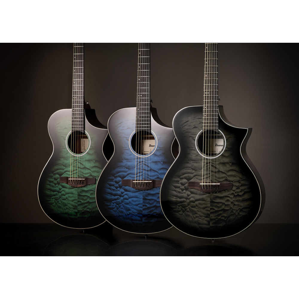Ibanez AEWC16QA-TEH AEWC Acoustic Guitar 6-String - Transparent Emerlad Burst Top & Natural High Gloss Back & Side