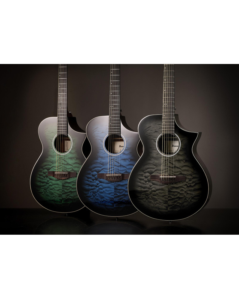 Ibanez AEWC16QA-TEH AEWC Acoustic Guitar 6-String - Transparent Emerlad Burst Top & Natural High Gloss Back & Side