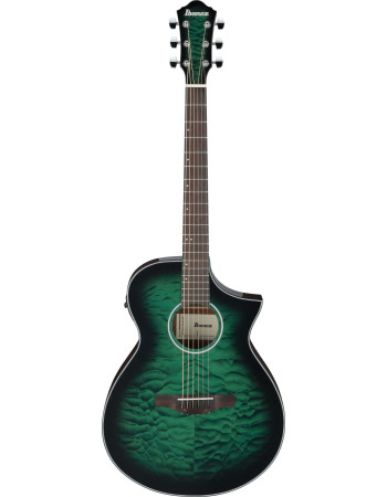 Ibanez AEWC16QA-TEH AEWC Acoustic Guitar 6-String - Transparent Emerlad Burst Top & Natural High Gloss Back & Side