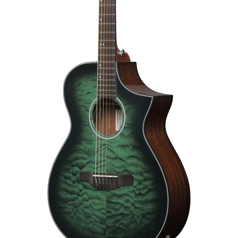 Ibanez AEWC16QA-TEH AEWC Acoustic Guitar 6-String - Transparent Emerlad Burst Top & Natural High Gloss Back & Side