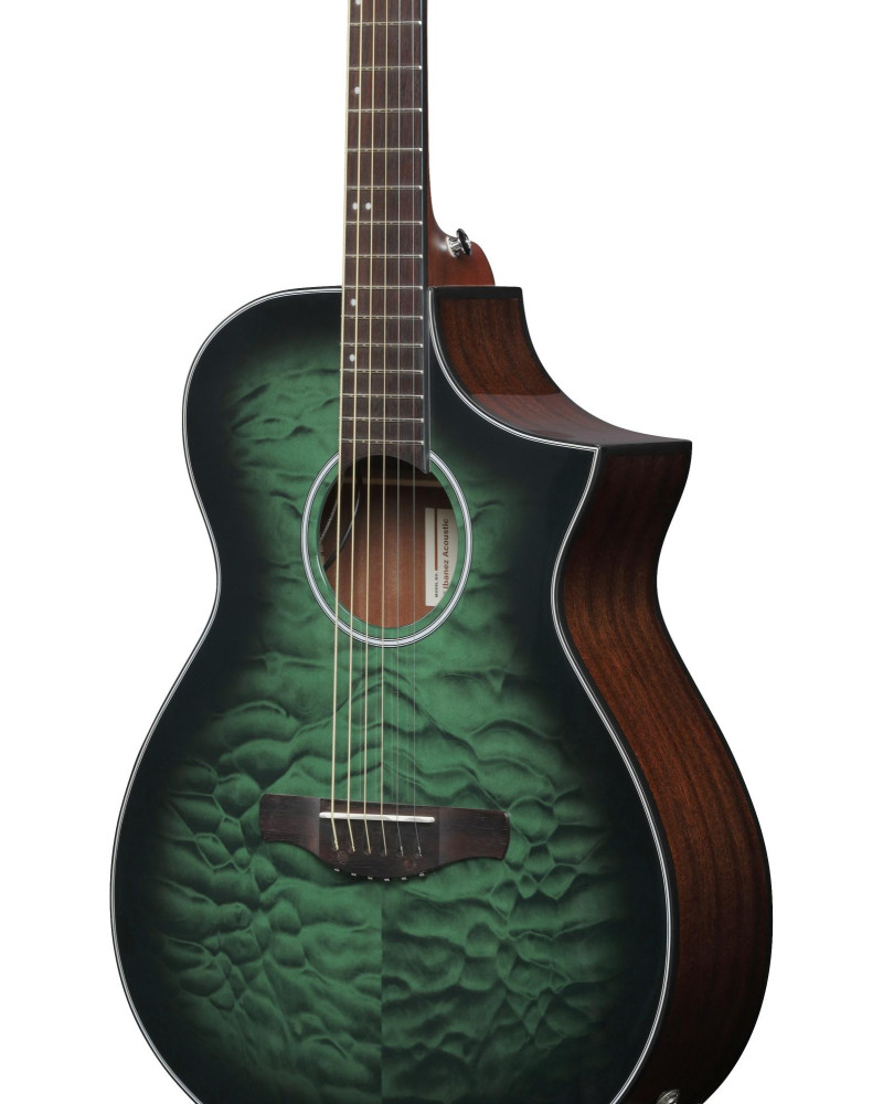 Ibanez AEWC16QA-TEH AEWC Acoustic Guitar 6-String - Transparent Emerlad Burst Top & Natural High Gloss Back & Side
