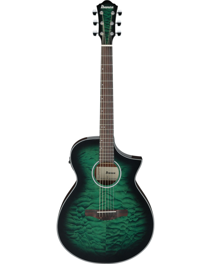 Ibanez AEWC16QA-TEH AEWC Acoustic Guitar 6-String - Transparent Emerlad Burst Top & Natural High Gloss Back & Side