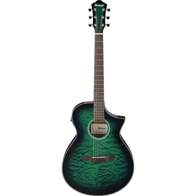 Ibanez AEWC16QA-TEH AEWC Acoustic Guitar 6-String - Transparent Emerlad Burst Top & Natural High Gloss Back & Side
