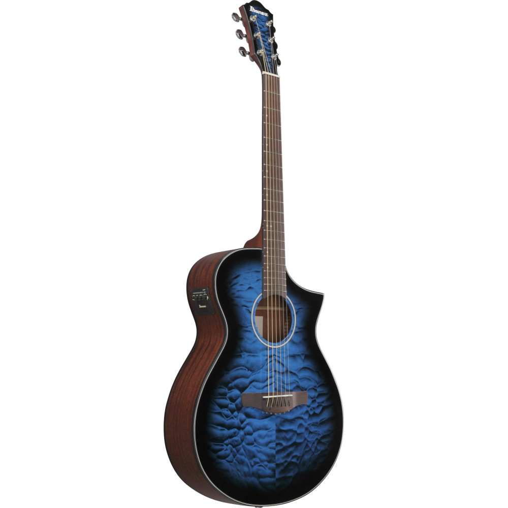 Ibanez AEWC16QA-TLH AEWC Acoustic Guitar 6-String - Transparent Blue Sunburst Top & Natural High Gloss Back & Side