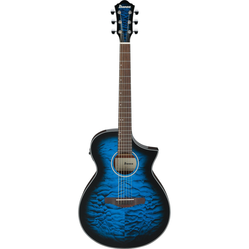 Ibanez AEWC16QA-TLH AEWC Acoustic Guitar 6-String - Transparent Blue Sunburst Top & Natural High Gloss Back & Side