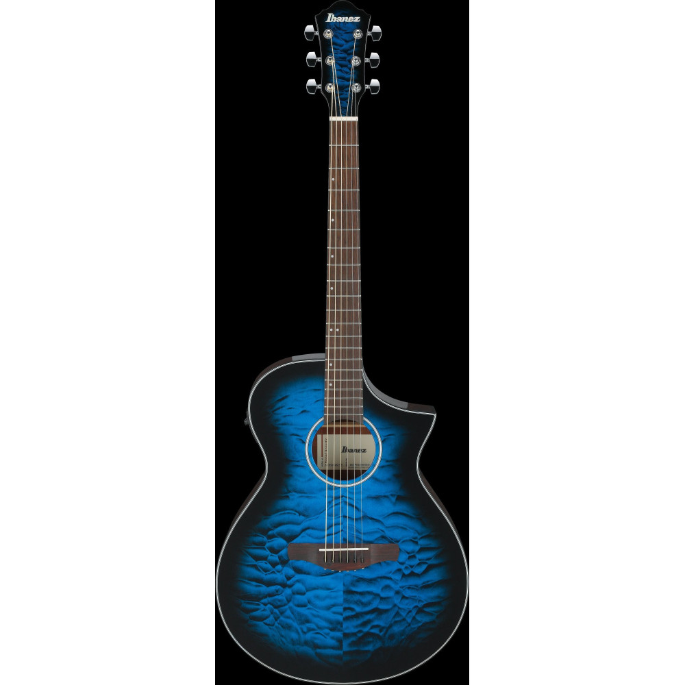 Ibanez AEWC16QA-TLH AEWC Acoustic Guitar 6-String - Transparent Blue Sunburst Top & Natural High Gloss Back & Side