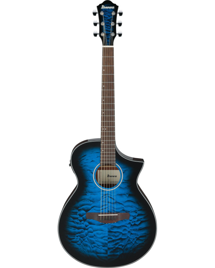 Ibanez AEWC16QA-TLH AEWC Acoustic Guitar 6-String - Transparent Blue Sunburst Top & Natural High Gloss Back & Side