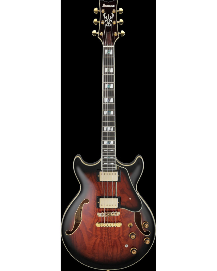 Ibanez AM153QA-DBS Artstar AM Hollow Body Guitar 6-String - Dark Brown Sunburst + Case