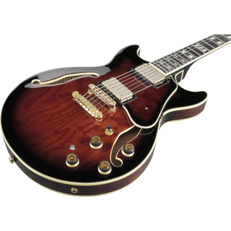 Ibanez AM153QA-DBS Artstar AM Hollow Body Guitar 6-String - Dark Brown Sunburst + Case