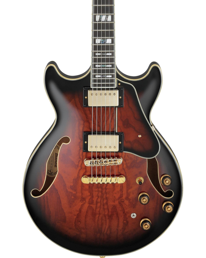 Ibanez AM153QA-DBS Artstar AM Hollow Body Guitar 6-String - Dark Brown Sunburst + Case