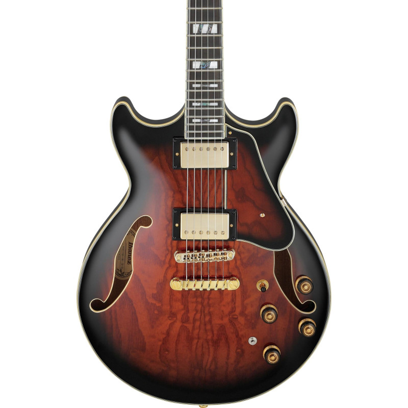 Ibanez AM153QA-DBS Artstar AM Hollow Body Guitar 6-String - Dark Brown Sunburst + Case