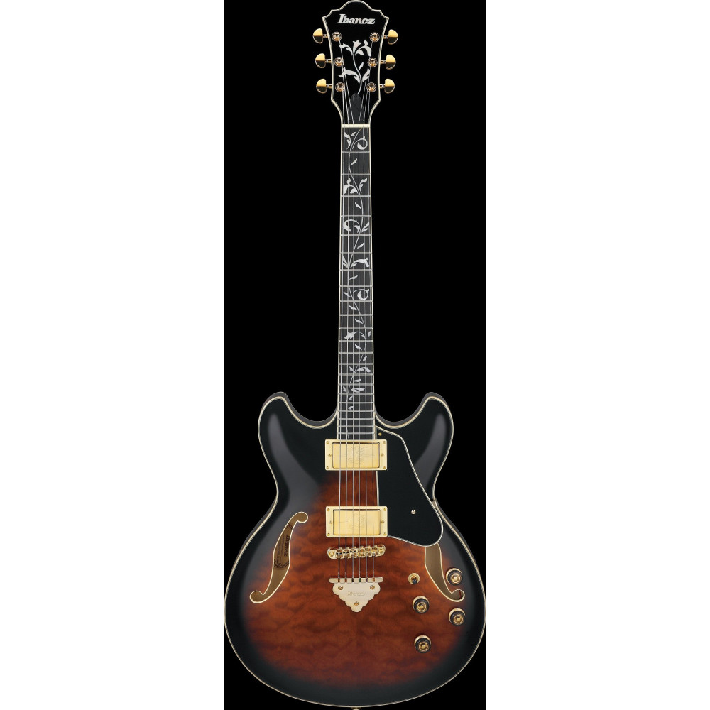 Ibanez AS93QMSP-DBS Artcore Expressionist AS Hollow Body Guitar 6-String - Dark Brown Sunburst