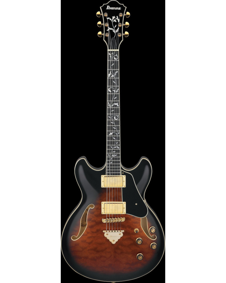 Ibanez AS93QMSP-DBS Artcore Expressionist AS Hollow Body Guitar 6-String - Dark Brown Sunburst
