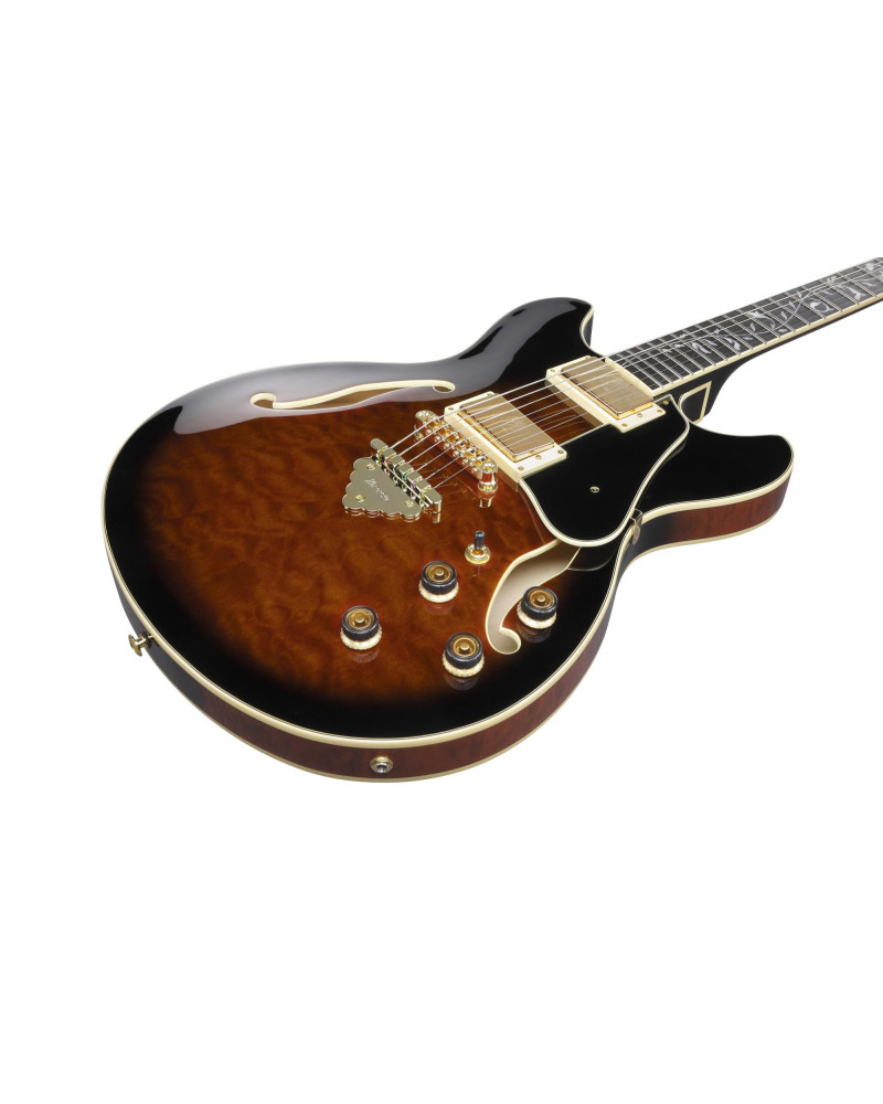 Ibanez AS93QMSP-DBS Artcore Expressionist AS Hollow Body Guitar 6-String - Dark Brown Sunburst