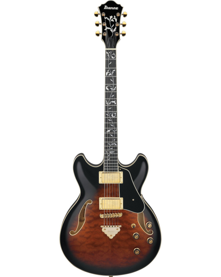 Ibanez AS93QMSP-DBS Artcore Expressionist AS Hollow Body Guitar 6-String - Dark Brown Sunburst