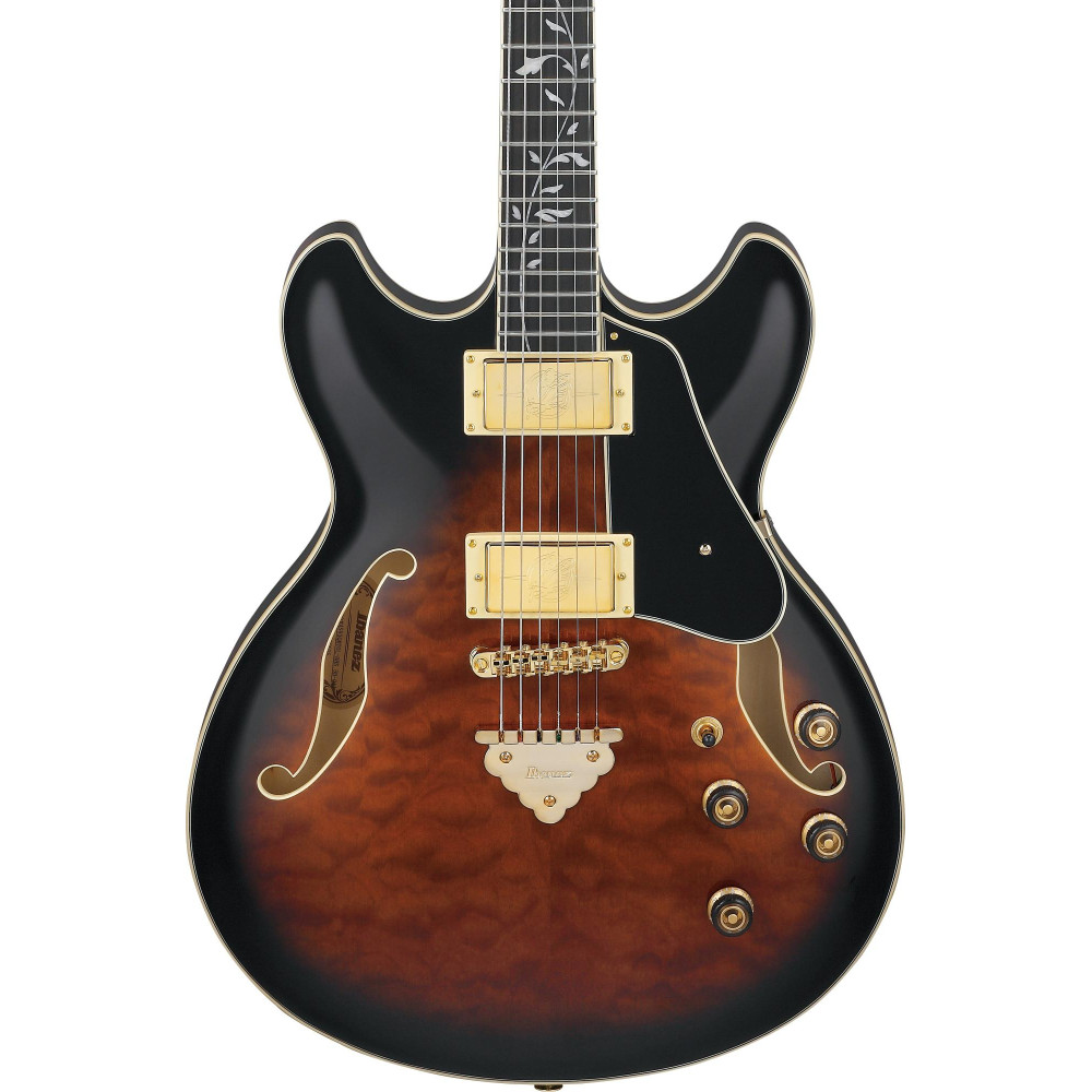 Ibanez AS93QMSP-DBS Artcore Expressionist AS Hollow Body Guitar 6-String - Dark Brown Sunburst