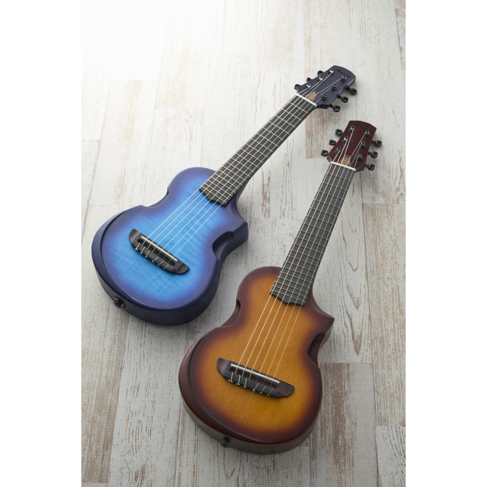 Ibanez AUP10FMNE-TBO AU Piccolo Guitar 6-String - Transparent Blue Sunburst Open Pore + Gig Bag