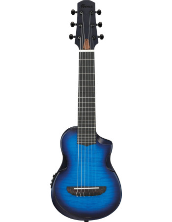 Ibanez AUP10FMNE-TBO AU Piccolo Guitar 6-String - Transparent Blue Sunburst Open Pore + Gig Bag
