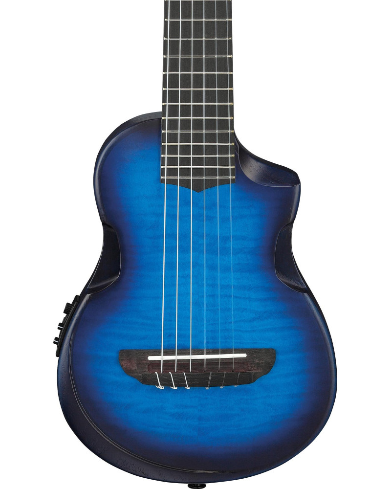 Ibanez AUP10FMNE-TBO AU Piccolo Guitar 6-String - Transparent Blue Sunburst Open Pore + Gig Bag