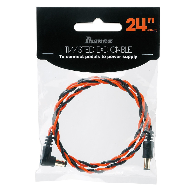 Ibanez DCT24-BNR Twisted DC Cable Black & Neon Red, Length: 24