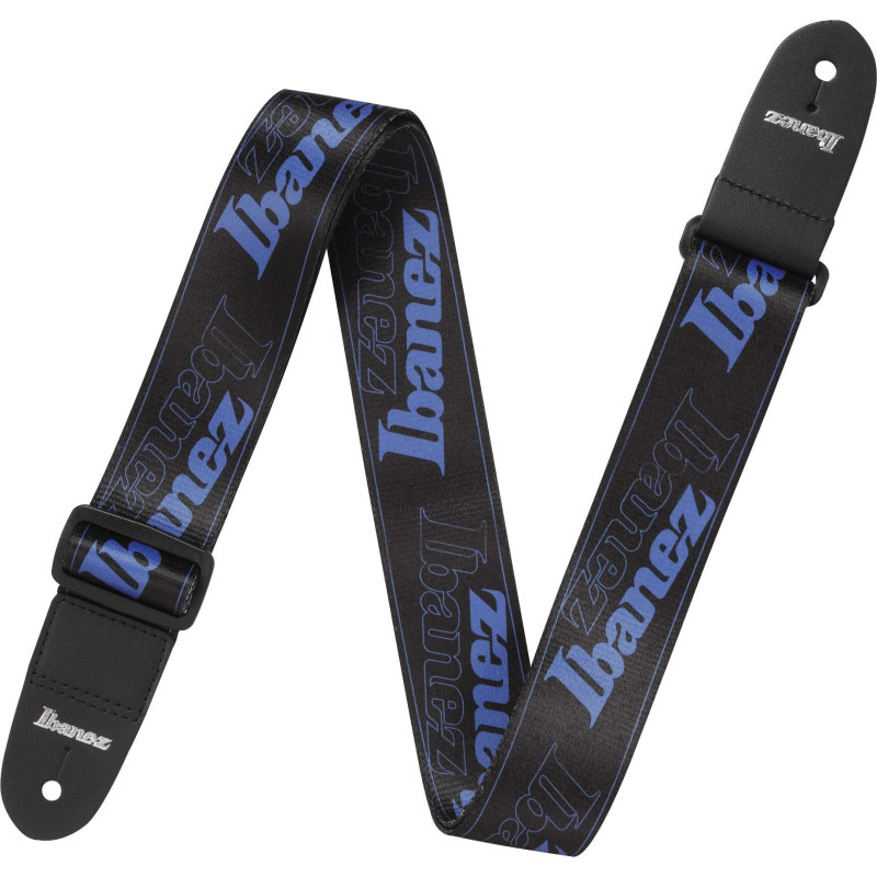Ibanez GSD50-BL Design Strap - Black/Blue Logos