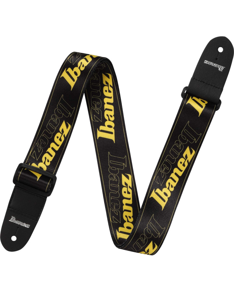 Ibanez GSD50-YE Design Strap - Black/Yellow Logos