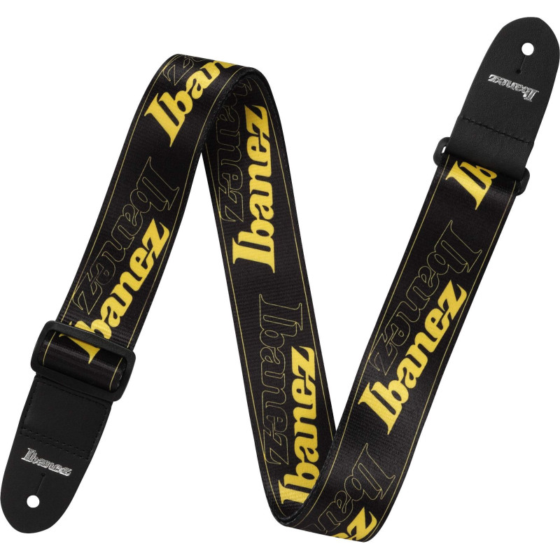 Ibanez GSD50-YE Design Strap - Black/Yellow Logos