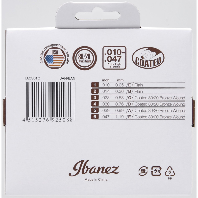 Ibanez IACS61C String Set for 6 String Acoustic Guitar - Extra Light