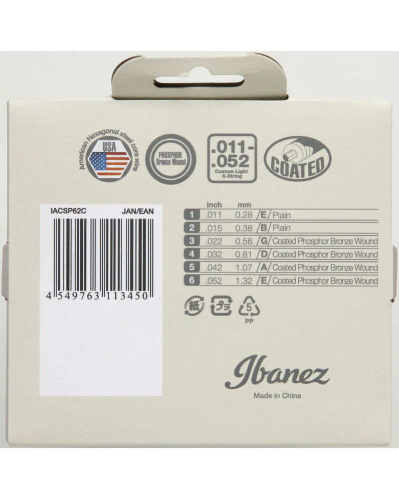 Ibanez IACSP62C String Set for 6 String Acoustic Guitar - Custom Light