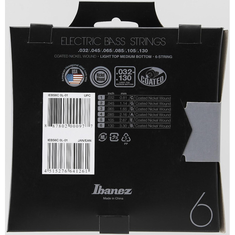Ibanez IEBS6C String Set for 6 String Bass - Light Top Medium Bottom