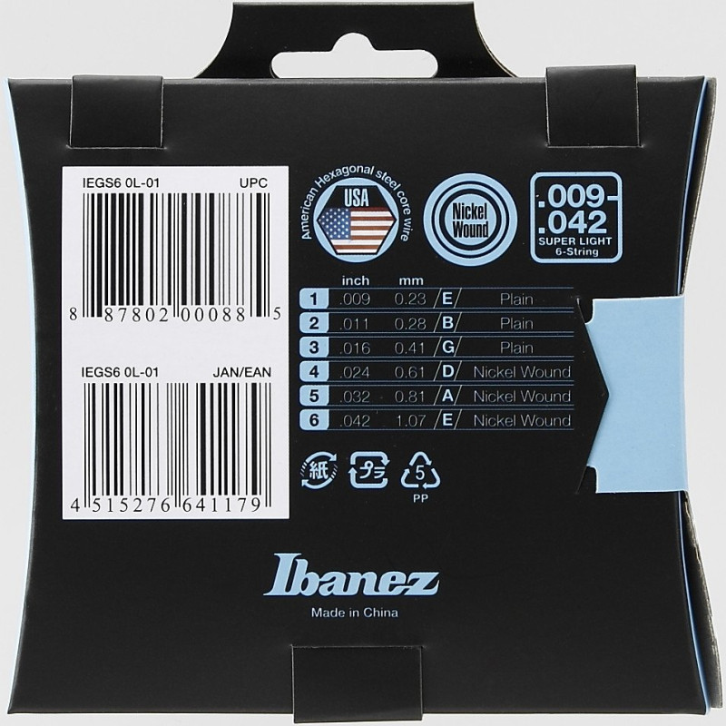 Ibanez IEGS6 String Set for 6 String E-Guitar - Super Light