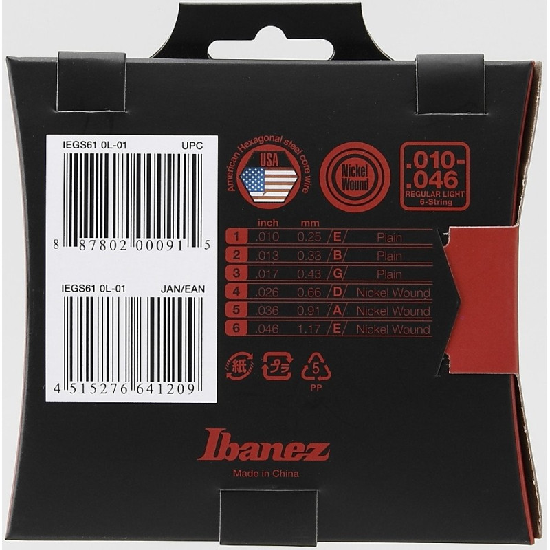 Ibanez IEGS61 String Set for 6 String E-Guitar - Regular Light